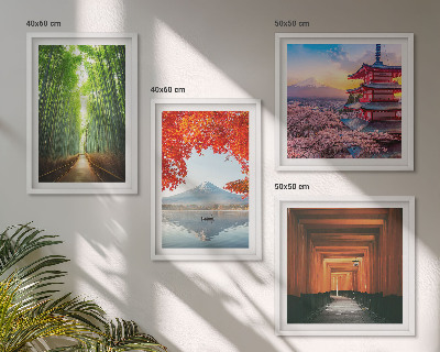 Set 4 slik v okvirju Bambusov gozd Fuji torii na Japonskem