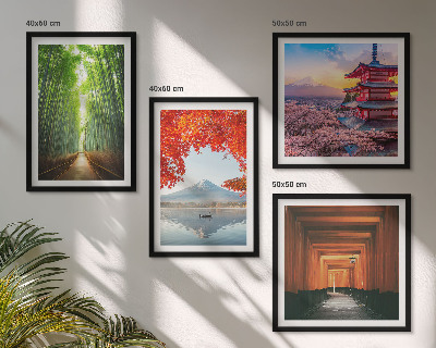 Set 4 slik v okvirju Bambusov gozd Fuji torii na Japonskem