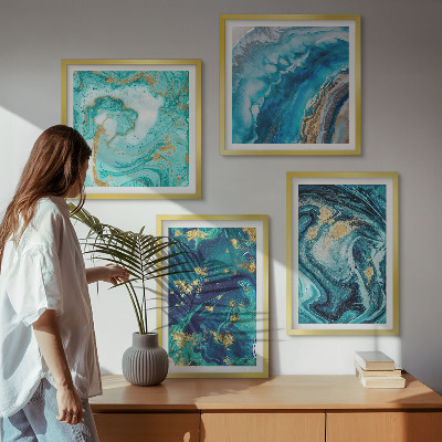 Set 4 slik v okvirju Dekorativne abstrakcije barv