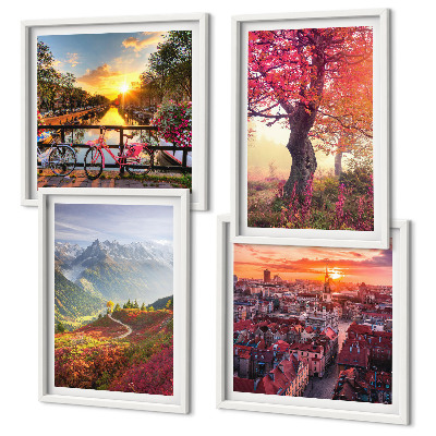 Set 4 slik v okvirju Gorske pokrajine s kolesom