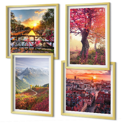 Set 4 slik v okvirju Gorske pokrajine s kolesom