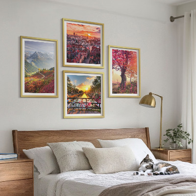 Set 4 slik v okvirju Gorske pokrajine s kolesom