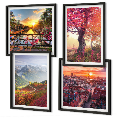 Set 4 slik v okvirju Gorske pokrajine s kolesom
