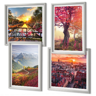 Set 4 slik v okvirju Gorske pokrajine s kolesom