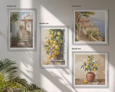 Pripravljena stenska galerija limonske ulice in pogled na morje