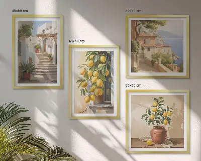 Pripravljena stenska galerija limonske ulice in pogled na morje