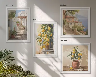 Pripravljena stenska galerija limonske ulice in pogled na morje