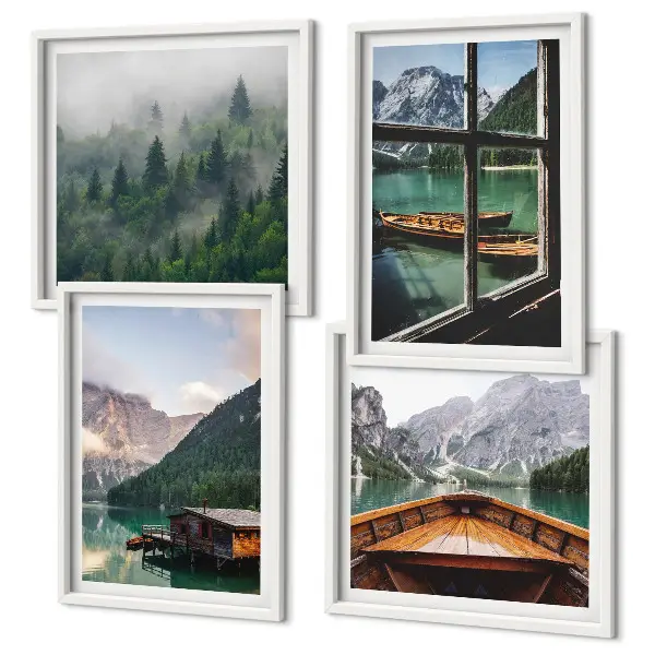 Pripravljena stenska galerija gorsko jezero in koča