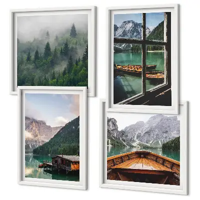 Pripravljena stenska galerija gorsko jezero in koča