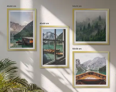 Pripravljena stenska galerija gorsko jezero in koča