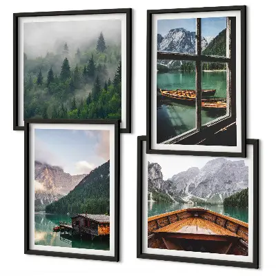 Pripravljena stenska galerija gorsko jezero in koča