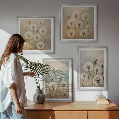 Set 4 slik v okvirju Pastelni cvetovi regrata
