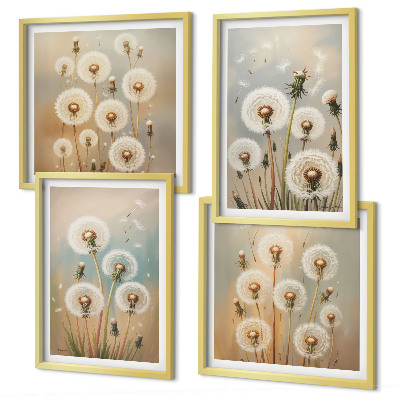 Set 4 slik v okvirju Pastelni cvetovi regrata
