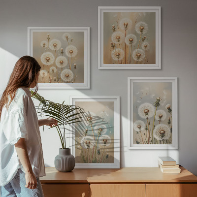 Set 4 slik v okvirju Pastelni cvetovi regrata