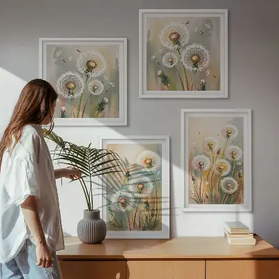 Pripravljena stenska galerija cvetovi regrata in pastelne trave