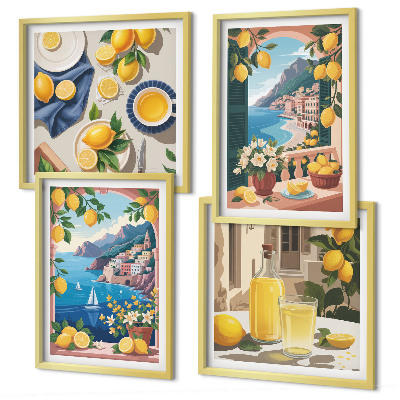 Set 4 slik v okvirju Italijanske limone z morskim oknom