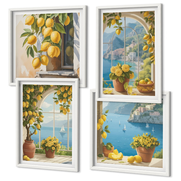 Pripravljena stenska galerija Pokrajine morja, limone, okna