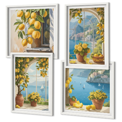 Pripravljena stenska galerija Pokrajine morja, limone, okna