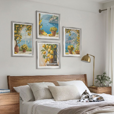 Pripravljena stenska galerija Pokrajine morja, limone, okna