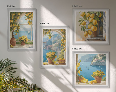 Pripravljena stenska galerija Pokrajine morja, limone, okna