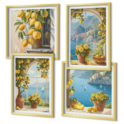 Pripravljena stenska galerija Pokrajine morja, limone, okna