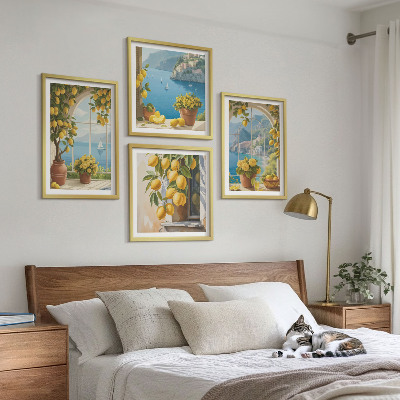 Pripravljena stenska galerija Pokrajine morja, limone, okna