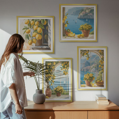 Pripravljena stenska galerija Pokrajine morja, limone, okna