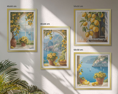 Pripravljena stenska galerija Pokrajine morja, limone, okna