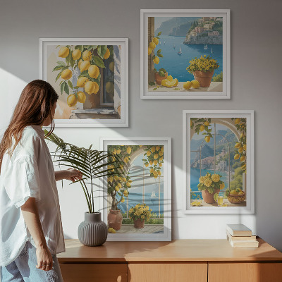 Pripravljena stenska galerija Pokrajine morja, limone, okna