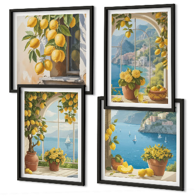 Pripravljena stenska galerija Pokrajine morja, limone, okna