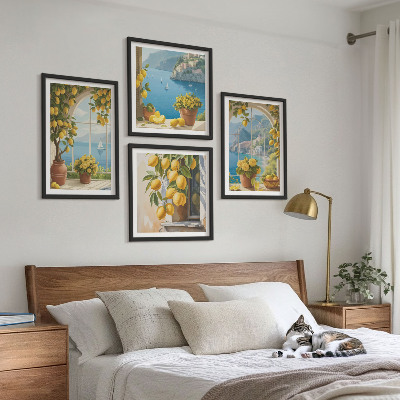 Pripravljena stenska galerija Pokrajine morja, limone, okna