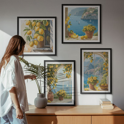 Pripravljena stenska galerija Pokrajine morja, limone, okna