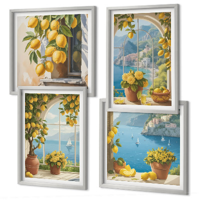 Pripravljena stenska galerija Pokrajine morja, limone, okna