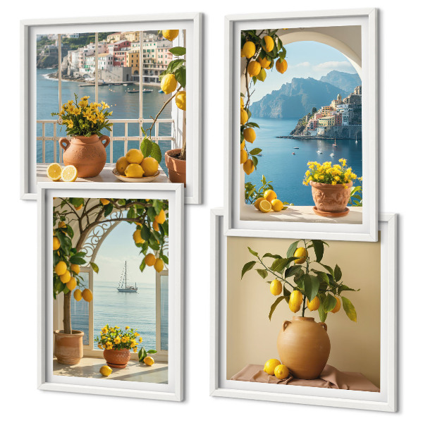 Komplet slik nad zofo Cvetje limone iz morskega mesta
