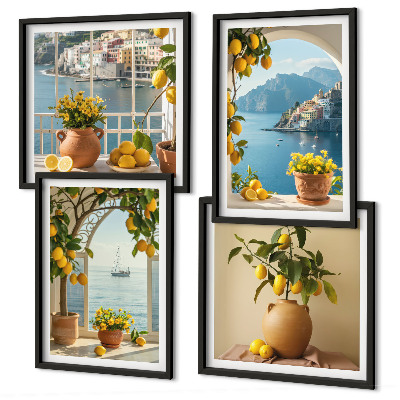 Komplet slik nad zofo Cvetje limone iz morskega mesta