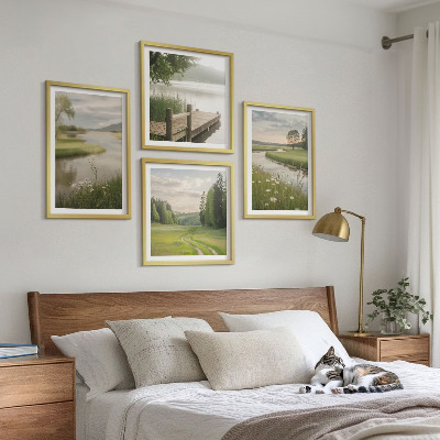Pripravljena stenska galerija Poletne pokrajine rečni travnik