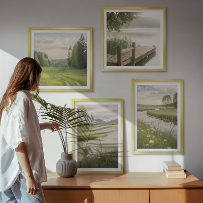 Pripravljena stenska galerija Poletne pokrajine rečni travnik