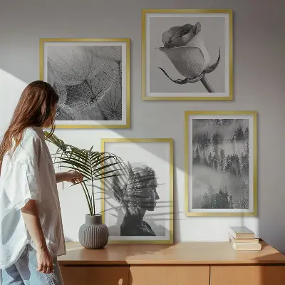 Portret ženske v gozdni megli komplet slik nad zofo