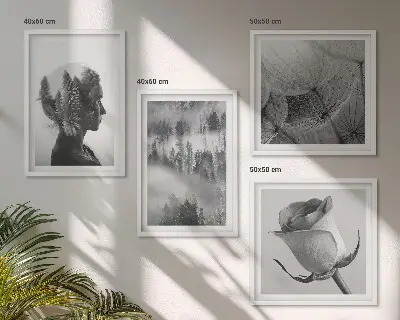 Portret ženske v gozdni megli komplet slik nad zofo