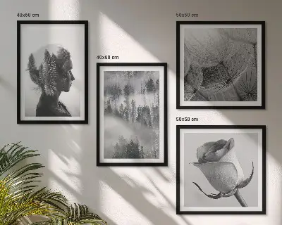 Portret ženske v gozdni megli komplet slik nad zofo