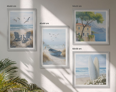 Set 4 slik v okvirju deske za plažo surfanje čoln ptice