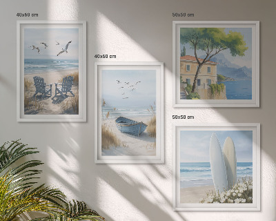 Set 4 slik v okvirju deske za plažo surfanje čoln ptice