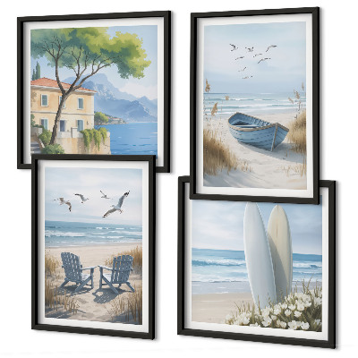 Set 4 slik v okvirju deske za plažo surfanje čoln ptice