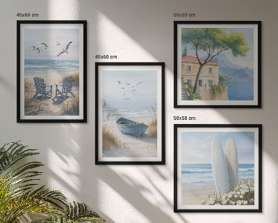Set 4 slik v okvirju deske za plažo surfanje čoln ptice