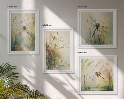 Pripravljena stenska galerija Kačji pastirji trave nad vodo