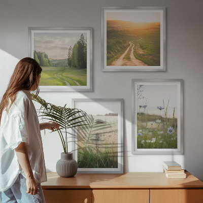 Pripravljena stenska galerija Pokrajine narava polja sonce