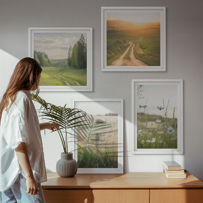 Pripravljena stenska galerija Pokrajine narava polja sonce