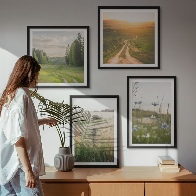 Pripravljena stenska galerija Pokrajine narava polja sonce
