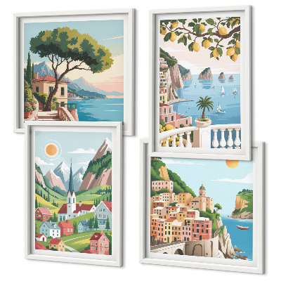 Set 4 slik v okvirju Morske pokrajine agrumi