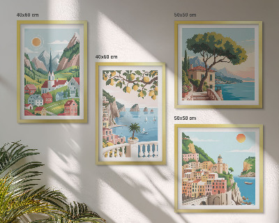 Set 4 slik v okvirju Morske pokrajine agrumi